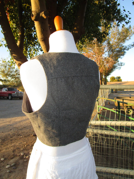 2000s Grey Wool Cropped Vest