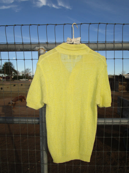 80s Yellow Argyle Knit Collar Top.