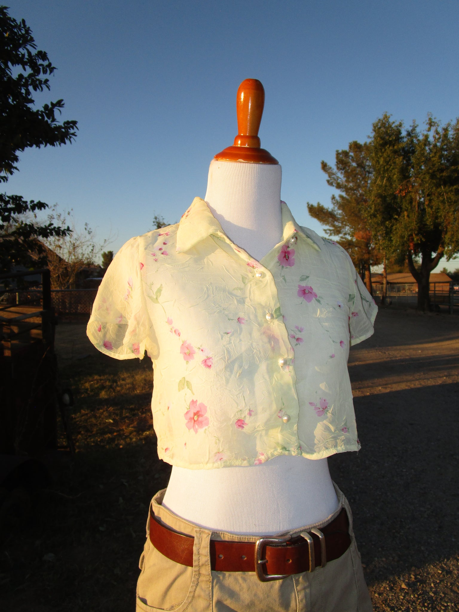 90s “Amy Byer” Sheer Floral Button-up top