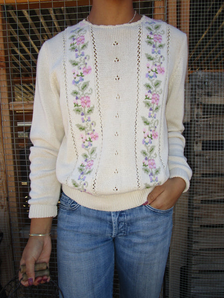 80s Floral Kint Sweater