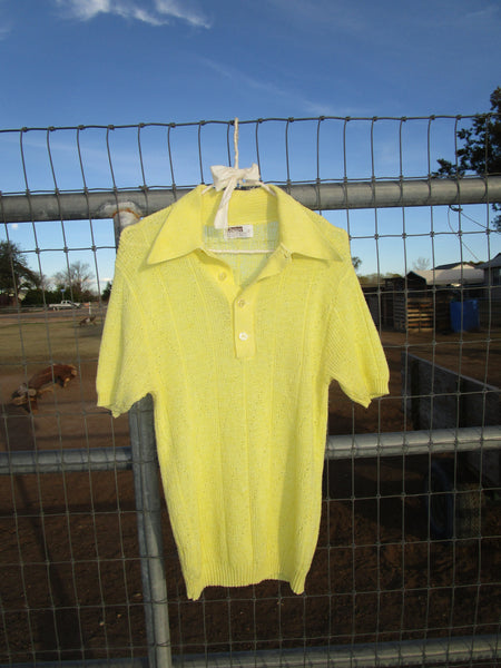 80s Yellow Argyle Knit Collar Top.