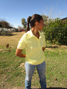 80s Yellow Argyle Knit Collar Top.