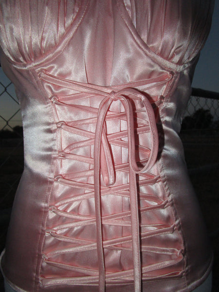 90s ‘Charlotte Russe’ Pink Satin Corset Top.