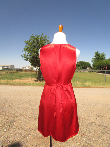 1990s Cherry Red Satin Mini Dress