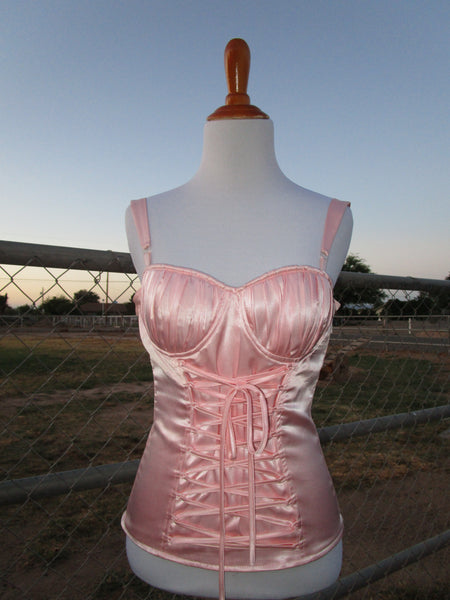 90s ‘Charlotte Russe’ Pink Satin Corset Top.