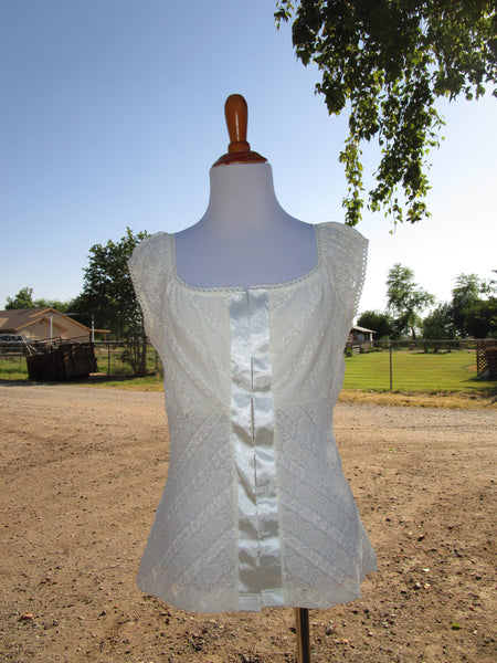 90s ‘Charlotte Russe’ Ivory Lace Babydoll Top