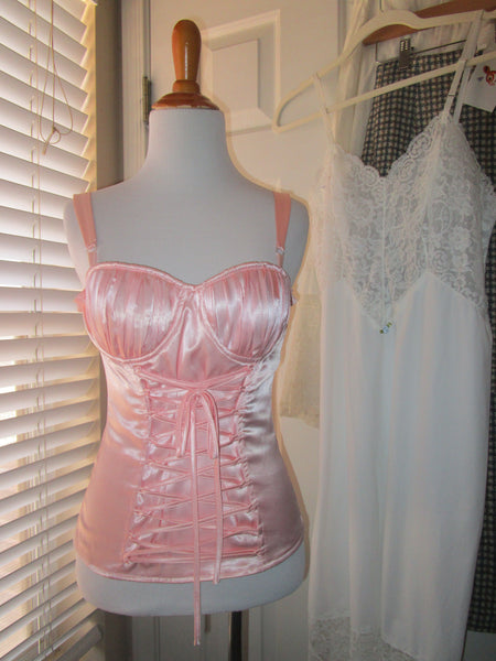 90s ‘Charlotte Russe’ Pink Satin Corset Top.