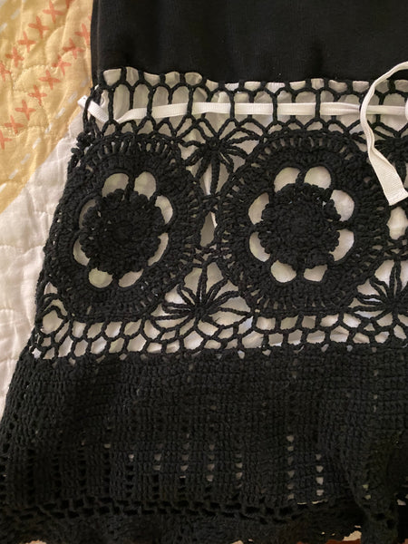 Ribbed Black & White Crochet Tank Top Dress